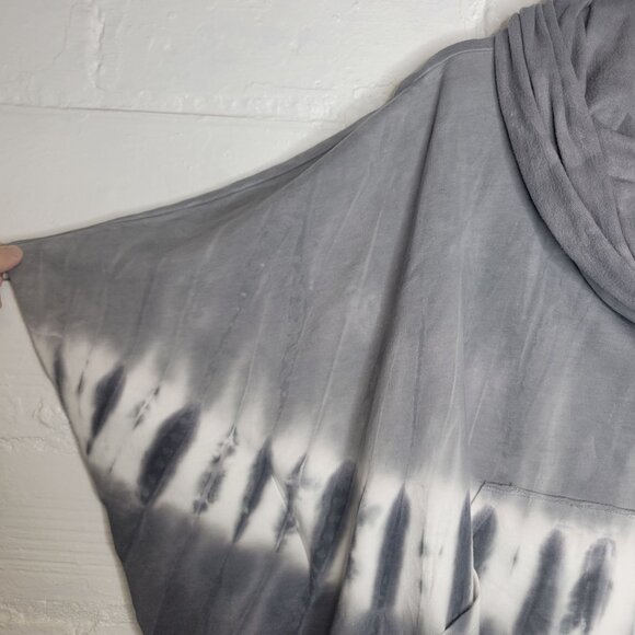 XCVI Wearables Women's Small Shirt Top Poncho Cowl Neck Gray White Tie Dye - Picture 5 of 5
